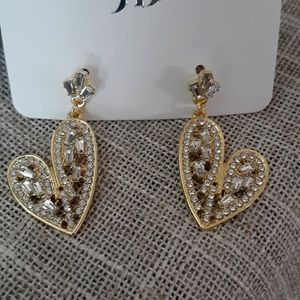 Sold Offline - Studded Rhinestone Heart Earrings